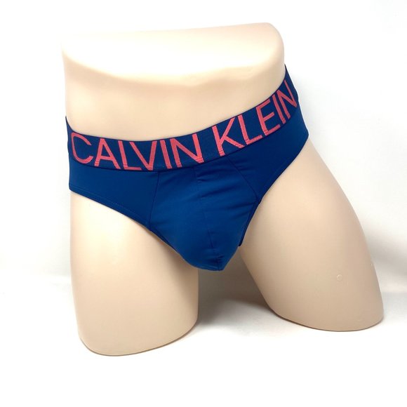 Calvin Klein 1 Pack Men Size Underwear NB1701412  Microfiber Hip Brief Blue Logo - Picture 2 of 6
